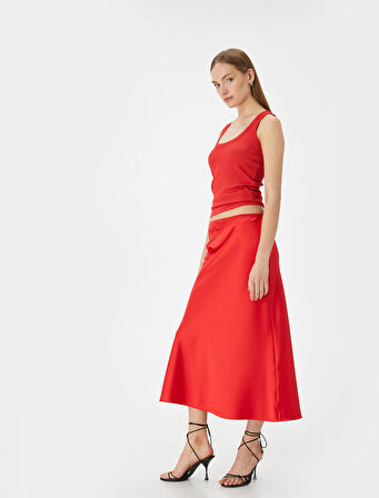 Midi Saten Etek Normal Bel