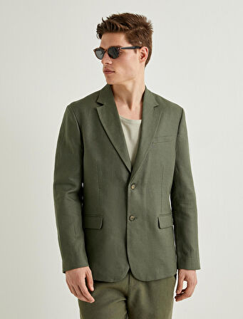 Blazer Ceket Slim Fit Düğmeli Fleto Cep Detaylı