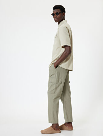 Kısa Kollu Gömlek Cep Detaylı Düğmeli Klasik Yaka