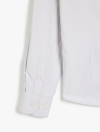 Pamuklu Düğmeli Yaka Slim Fit Uzun Kollu Gömlek