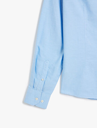 Pamuklu Düğmeli Yaka Slim Fit Uzun Kollu Gömlek