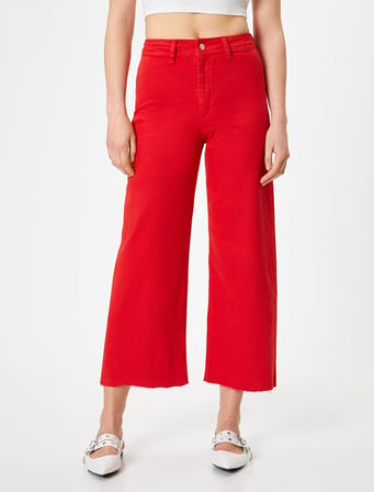 Geniş Kısa Paça Kot Pantolon Yüksek Bel - Sandra Jeans