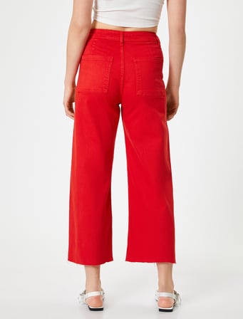 Geniş Kısa Paça Kot Pantolon Yüksek Bel - Sandra Jeans