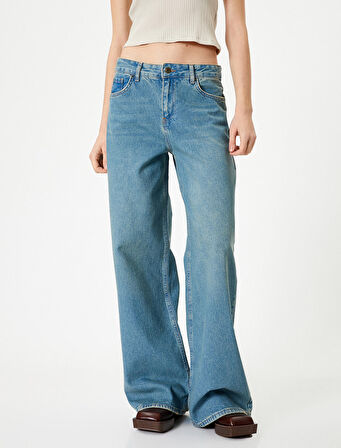Bol Kalıp Düz Paça Kot Pantolon Pamuklu Cepli - Loose Straight Fit Jean