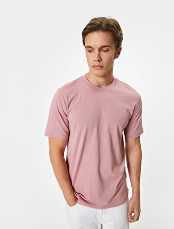 Basic Tişört Bisiklet Yaka Kısa Kollu Pamuklu