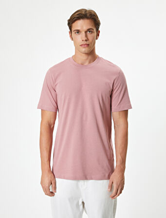 Basic Tişört Bisiklet Yaka Kısa Kollu Pamuklu