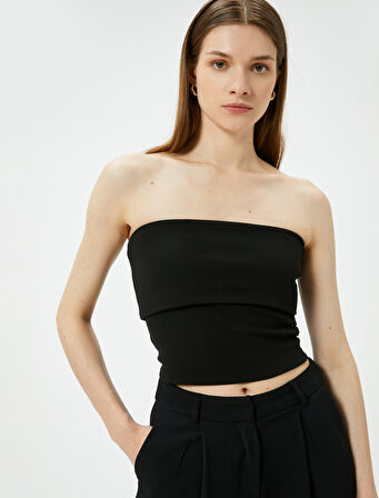 Straplez Üst Kat Detaylı Ribanalı Slim Fit 