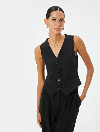 Blazer Yelek V Yaka Astarlı 