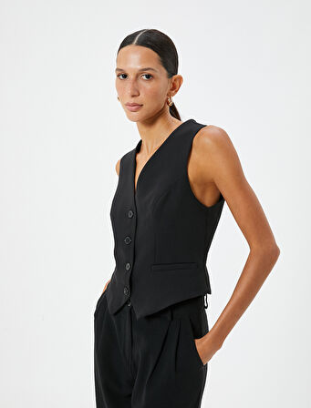 Blazer Yelek V Yaka Astarlı 