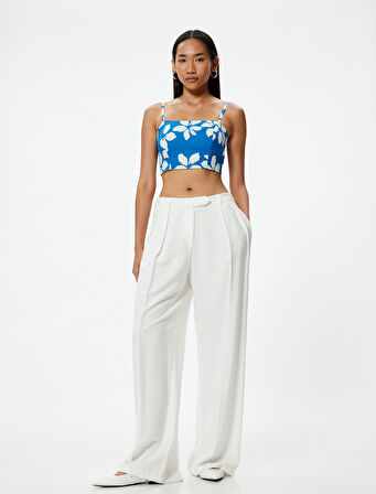 Askılı Çiçekli Büstiyer Arkası Gipeli Slim Fit