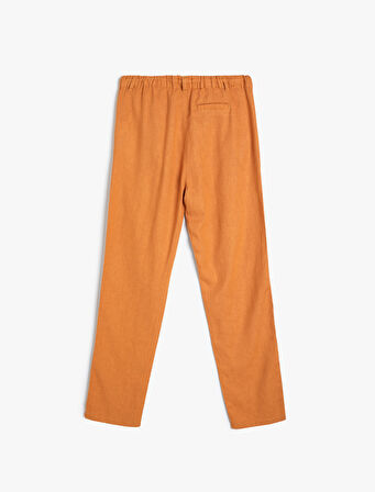 Basic Pantolon Cepli Beli Bağlamalı Viskon Kumaş 