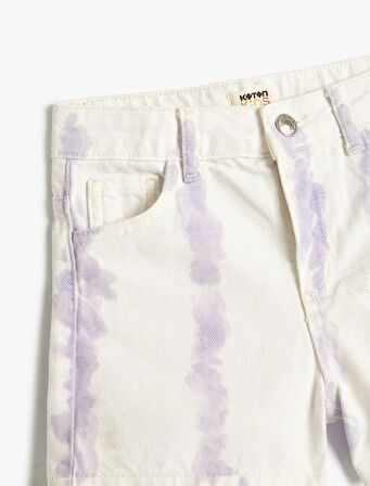 Kot Şort Mini Batik Desenli Pamuklu