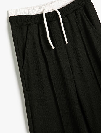 Basic Pantolon Beli Lastikli Bağlamalı Dokulu Cep Detaylı 