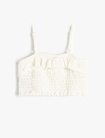 Crop Bluz Askılı Gipe Detaylı Fırfırlı