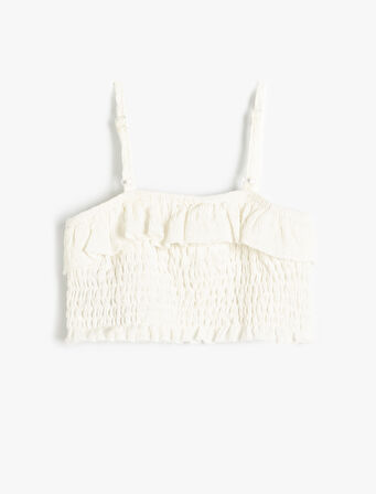Crop Bluz Askılı Gipe Detaylı Fırfırlı