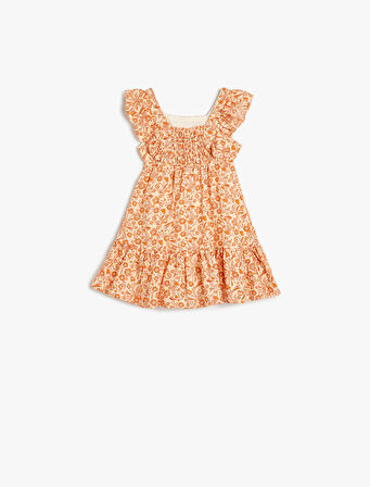 Elbise İnce Askılı Çiçek Desenli 