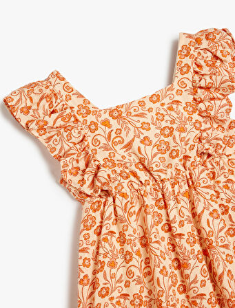 Elbise İnce Askılı Çiçek Desenli 