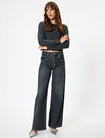 Triko Hırka Yuvarlak Yaka Düğmeli Uzun Kollu