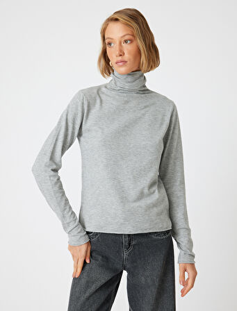 Basic Boğazlı Triko Kazak Uzun Kollu Yumuşak Dokulu