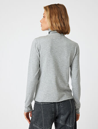 Basic Boğazlı Triko Kazak Uzun Kollu Yumuşak Dokulu