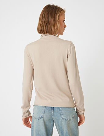 Basic Boğazlı Triko Kazak Uzun Kollu Yumuşak Dokulu