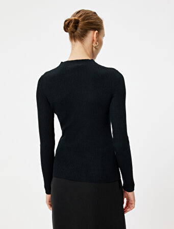 Basic Dik Yaka Triko Kazak Uzun Kollu