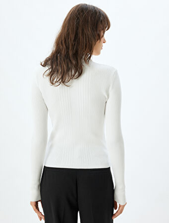 Boğazlı Triko Kazak Uzun Kollu