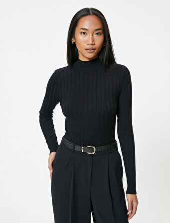 Basic Triko Kazak Dik Yaka Dokulu