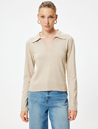 Polo Yaka Triko Kazak Uzun Kollu