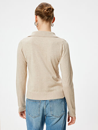 Polo Yaka Triko Kazak Uzun Kollu