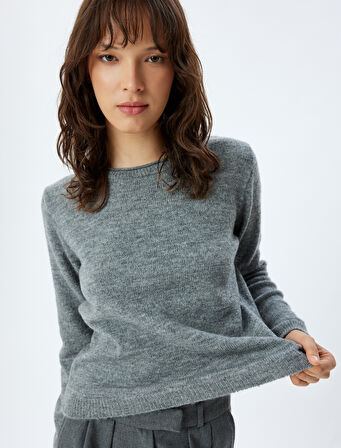 Basic Triko Kazak Uzun Kollu Bisiklet Yaka