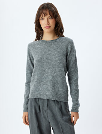 Basic Triko Kazak Uzun Kollu Bisiklet Yaka