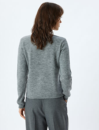 Basic Triko Kazak Uzun Kollu Bisiklet Yaka