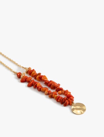 Charm Detaylı Taşlı Kolye