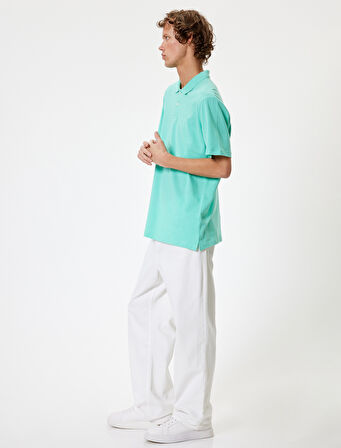 Slim Fit Tişört Polo Yaka Kısa Kollu Pamuklu