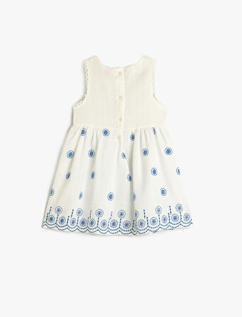 Askılı Elbise Yuvarlak Yaka Desenli 