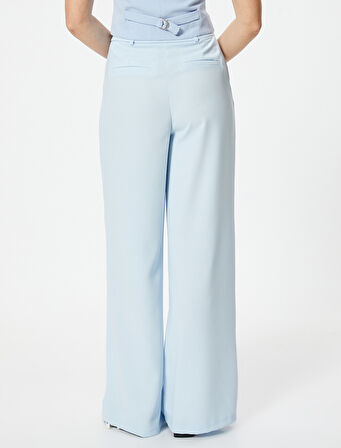 Palazzo Pantolon Yüksek Bel Cepli Rahat Kalıp