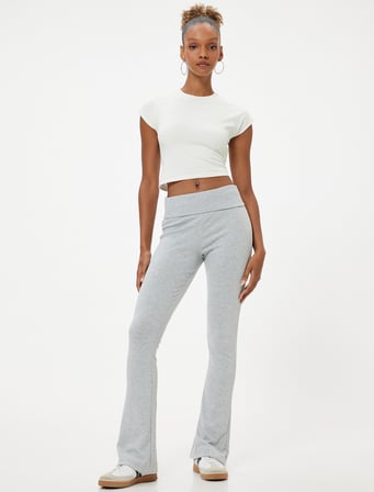 İspanyol Paça Tayt Pantolon Yüksek Bel Slim Fit