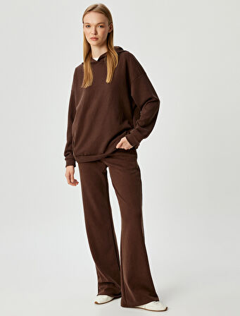 Basic Kapüşonlu Spor Sweatshirt Modal Kumaş Cep Detaylı