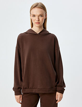 Basic Kapüşonlu Spor Sweatshirt Modal Kumaş Cep Detaylı