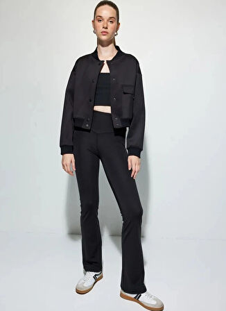 Koton Dik Yaka Siyah Kadın Sweatshırt 5WAK10096NK