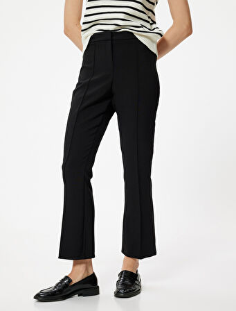 Kısa İspanyol Paça Pantolon Nervür Detaylı Slim Fit