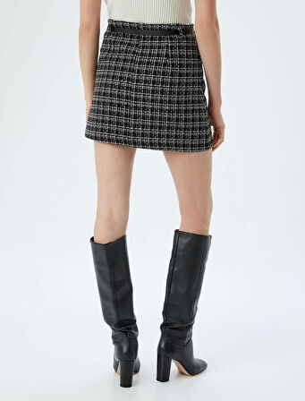 5WAK70020UW Koton Kadın Etek SİYAH EKOSE