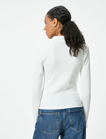 Uzun Kollu Tişört Fermuarlı Gömlek Yaka Fitilli Slim Fit