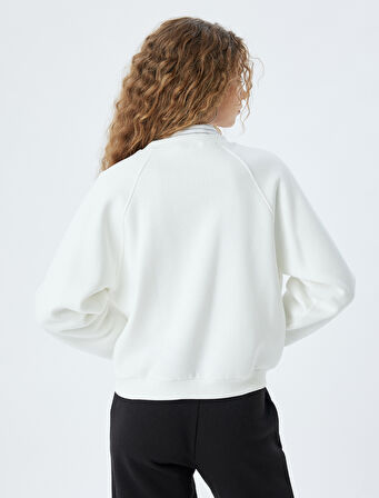 Basic Sweatshirt Bisiklet Yaka Dikiş Detaylı Şardonlu
