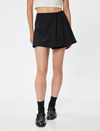 Pileli Mini Şort Etek Slim Fit