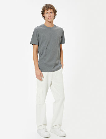 Slim Fit Tişört Basic Kısa Kollu Bisiklet Yaka