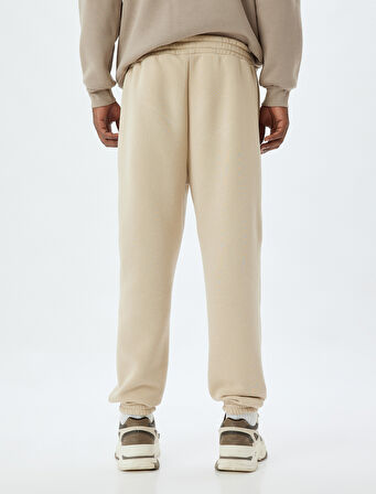 Eşofman Altı Beli Bağcıklı Dikiş Detaylı Cepli Pamuk Karışımlı Lastikli Paça Şardonlu