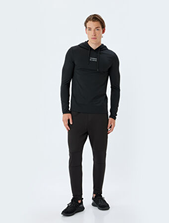 Spor Sweatshirt Kapşonlu Slogan Baskılı İnterlok Kumaş