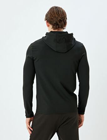Spor Sweatshirt Kapşonlu Slogan Baskılı İnterlok Kumaş